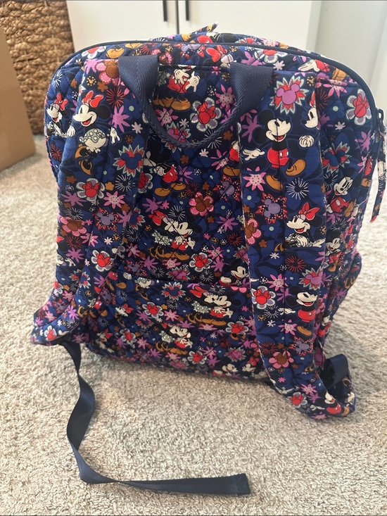Vera Bradley Quilted Floral Mickey & Minnie Print Backpack - Navy